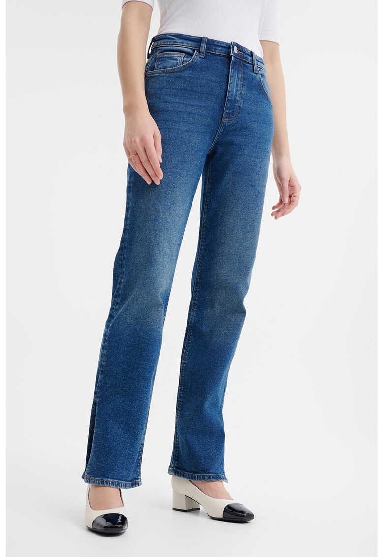 Blugi drepti cu talie medie - Albastru inchis