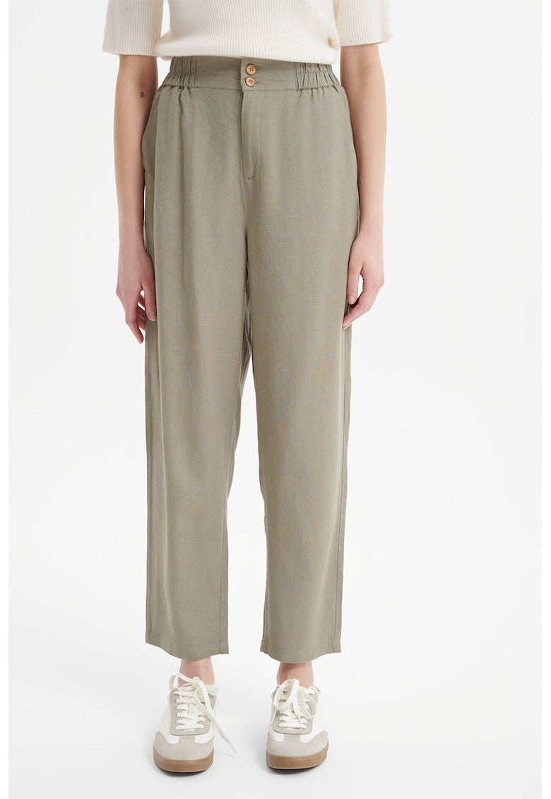 Pantaloni din amestec de in cu talie inalta Pantaloni din amestec de in cu talie inalta