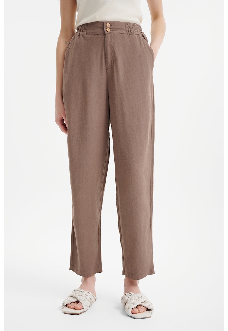 Pantaloni din amestec de in cu talie inalta Pantaloni din amestec de in cu talie inalta