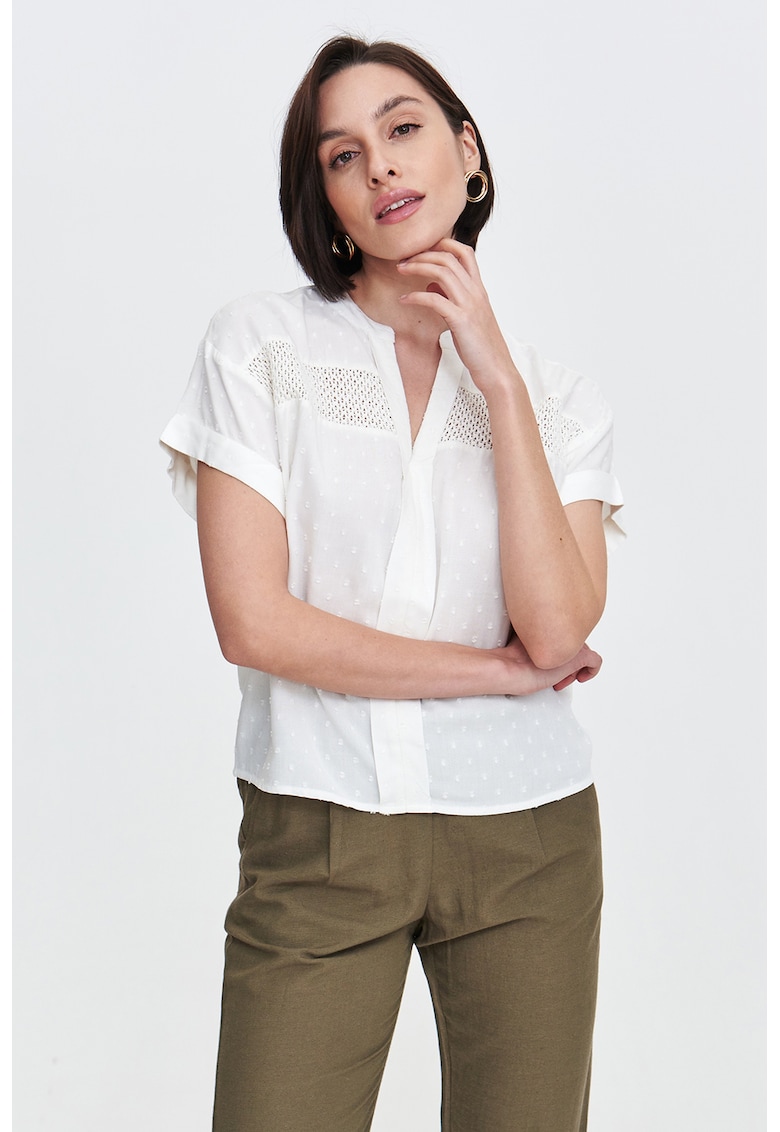 Bluza cu decolteu in V si garnituri de plasa