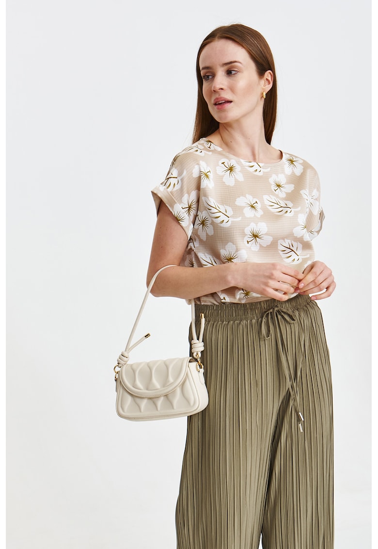 Bluza cu imprimeu floral BLK0126 - Alb/Bej/Verde masliniu