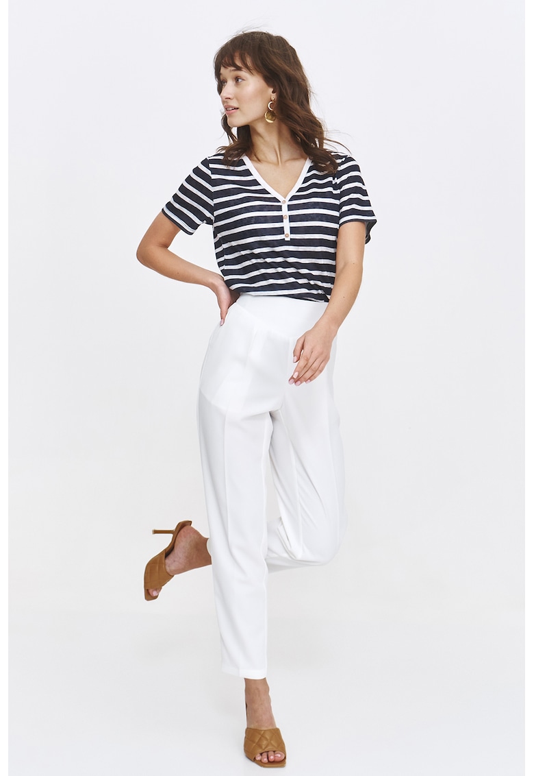 Tricou cu dungi si decolteu in V BLK0154 Tricou cu dungi si decolteu in V BLK0154