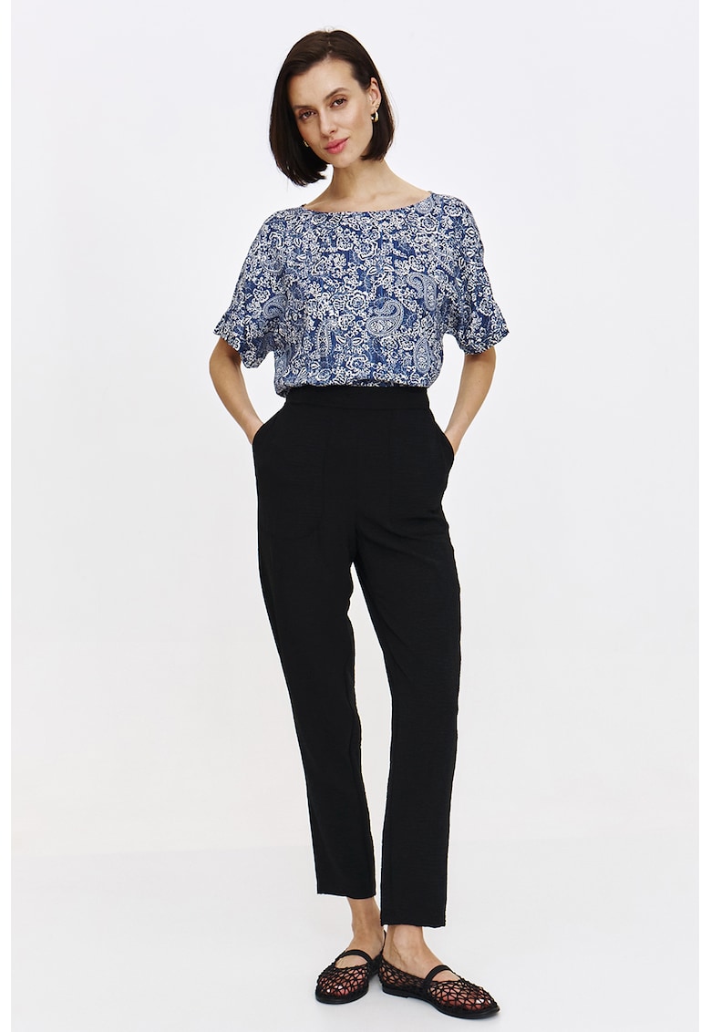 Pantaloni crop conici cu talie inalta