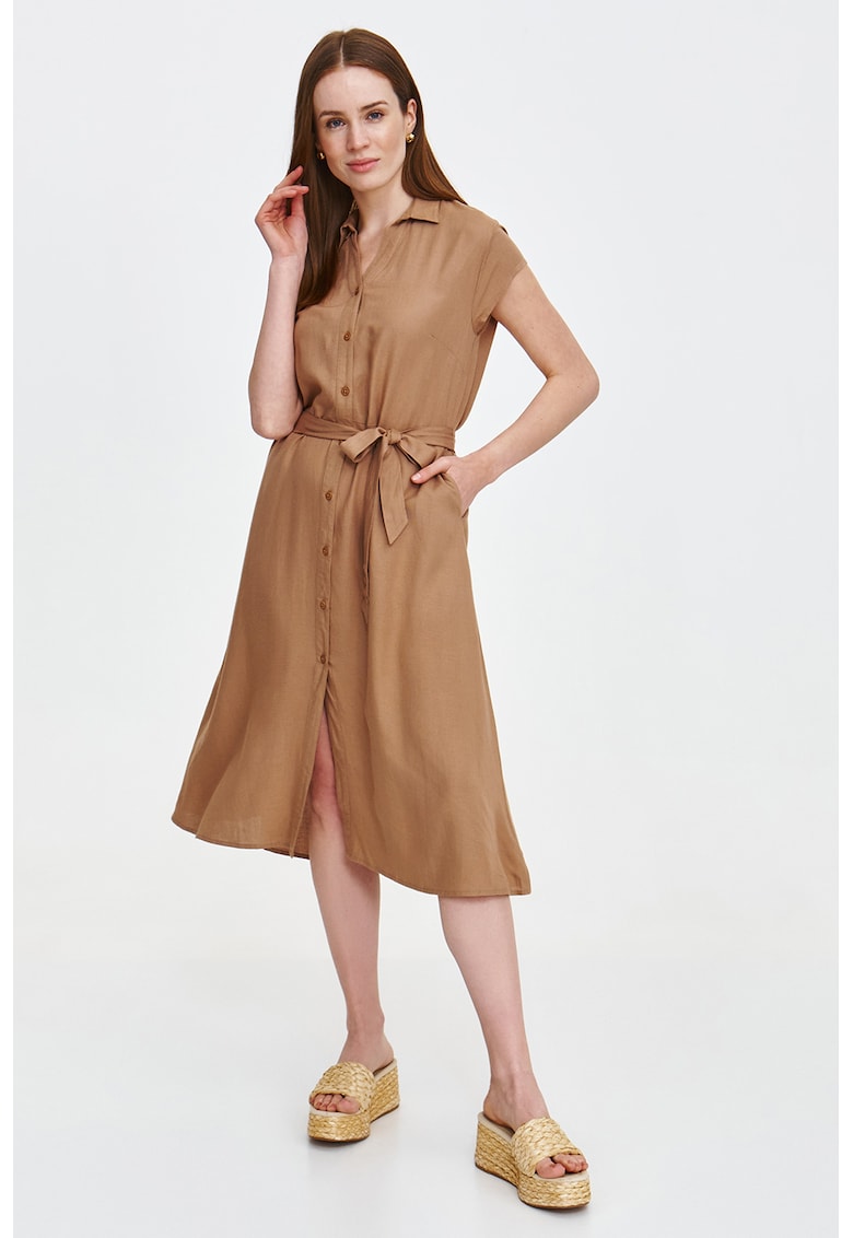 Rochie-camasa din amestec de in cu cordon