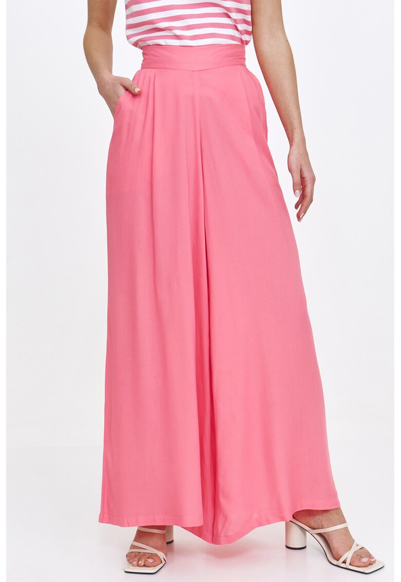 Pantaloni cu croiala ampla si talie inalta - Fucsia