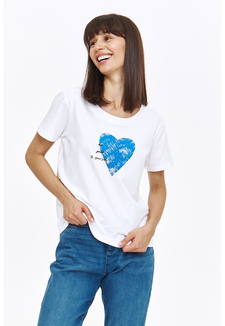 Tricou de bumbac cu imprimeu cu inimi