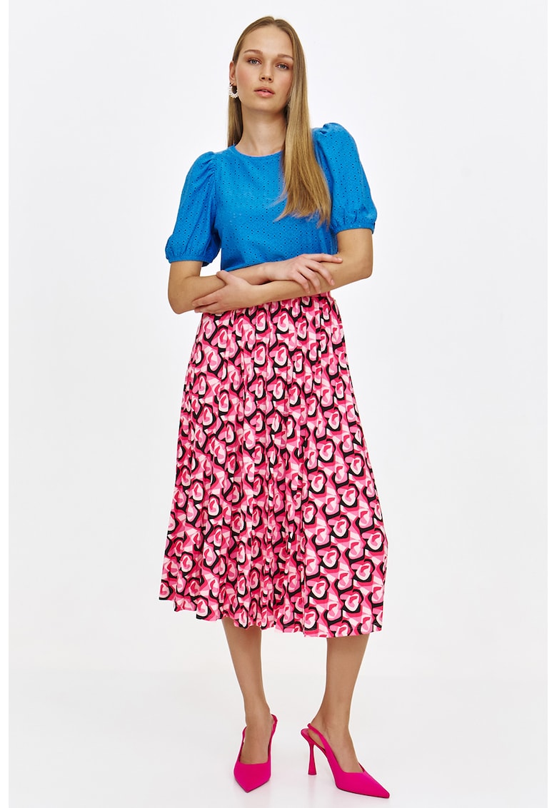 Bluza cu decolteu rotund si perforatii - Albastru royal