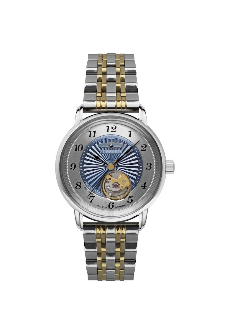 Ceas 8567M-3 - automat - albastru - inox - 36mm - set bratara argintie si aurie