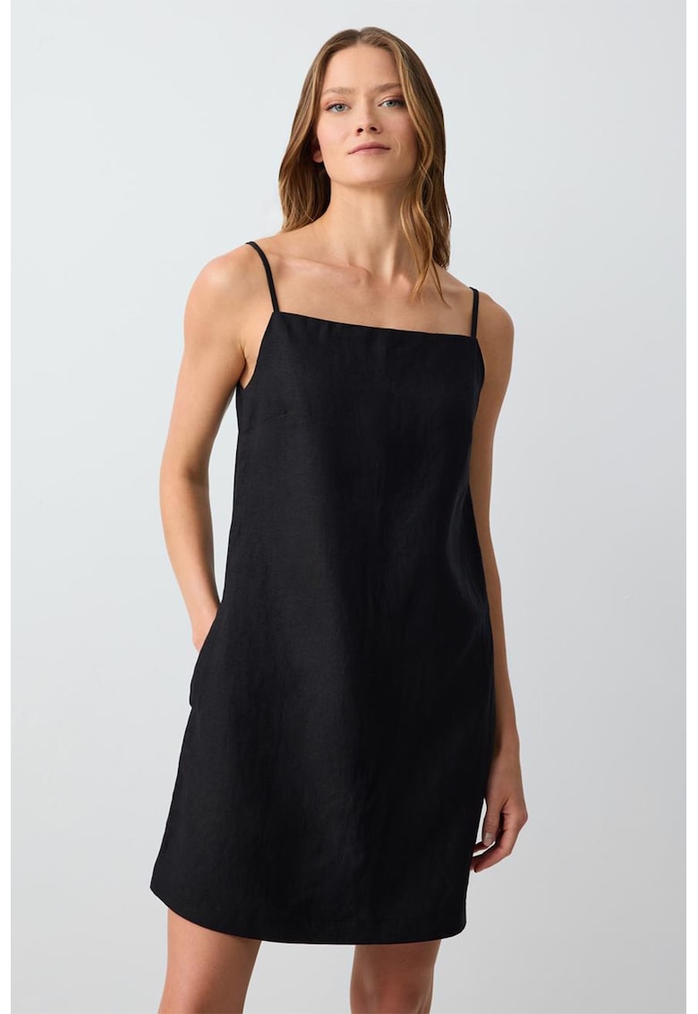 Salopeta din in cu decolteu patrat