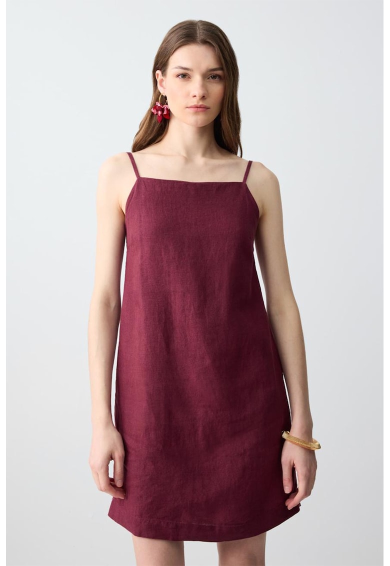 Salopeta din in cu decolteu patrat