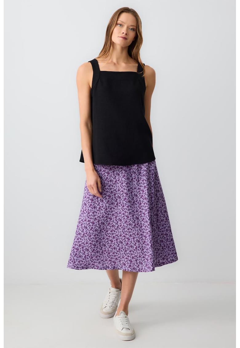 Fusta midi din amestec de in