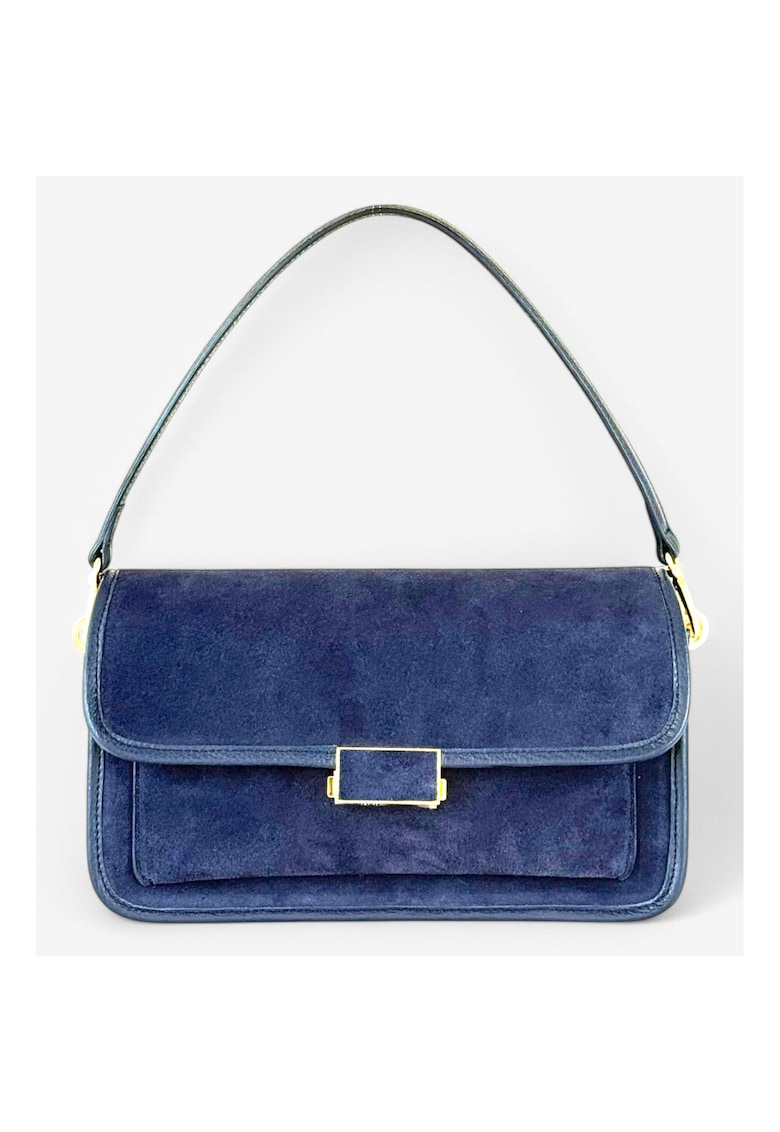 Caresta Baguette geanta din piele - Bleumarin - 15x26x9