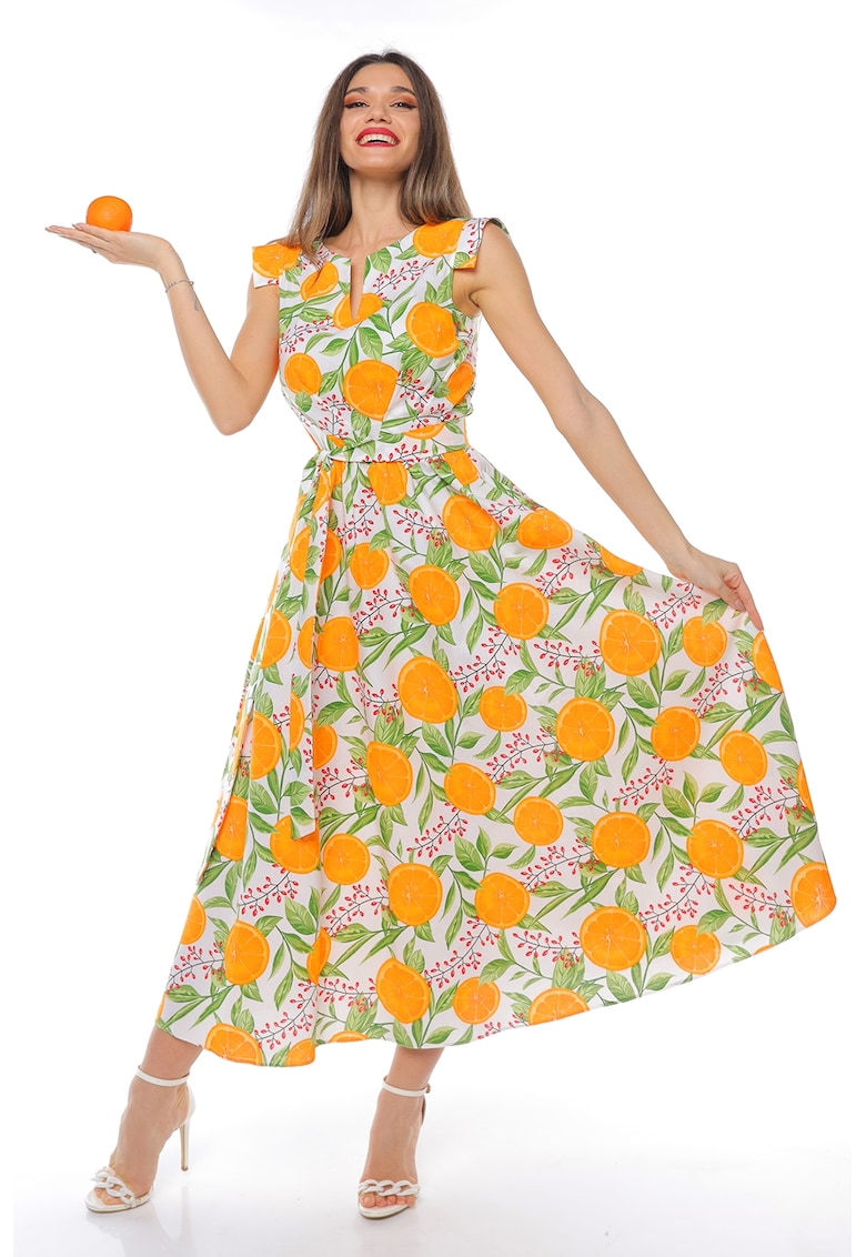 Rochie midi din bumbac cu un cordon