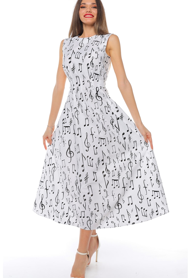 Rochie uni cu buzunare laterale - Alb/Negru