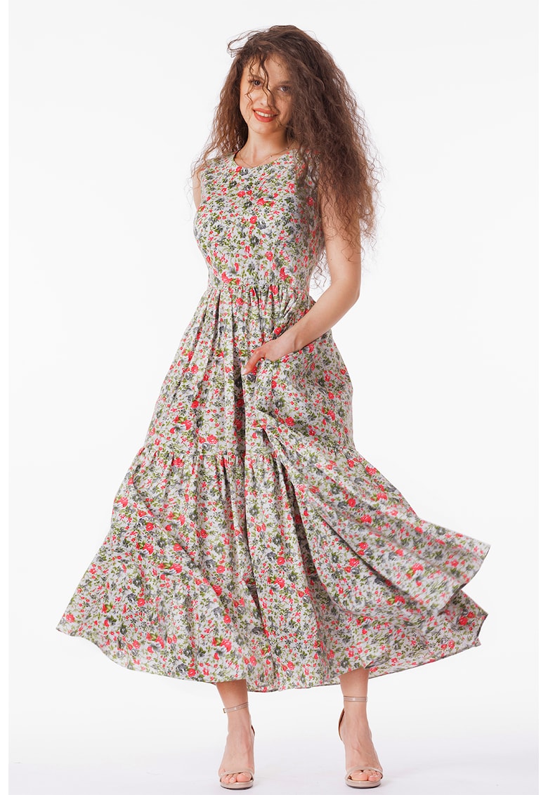 Rochie evazata fara maneci cu buzunare laterale