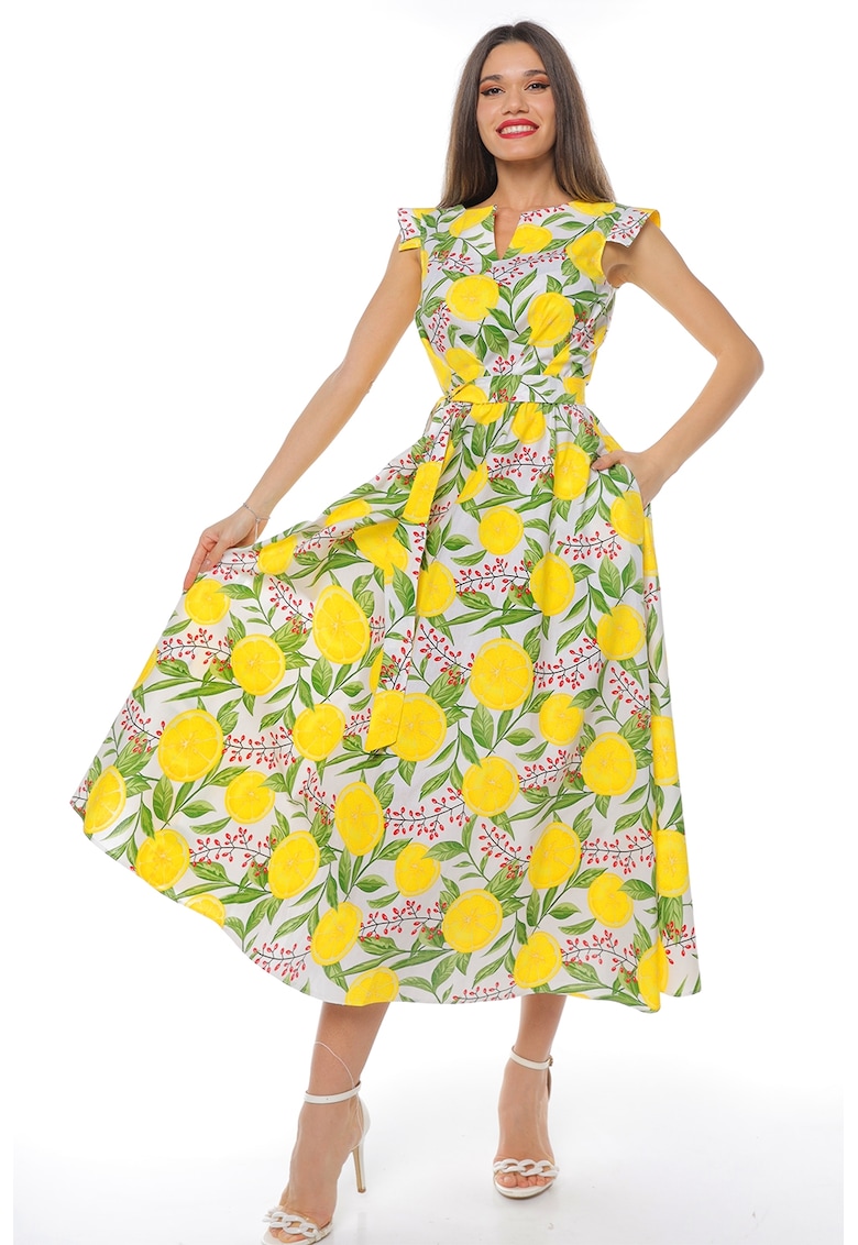 Rochie midi din bumbac cu un cordon