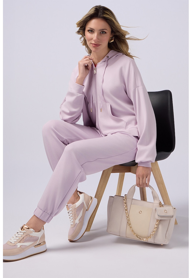 Pantaloni de trening uni cu talie inalta