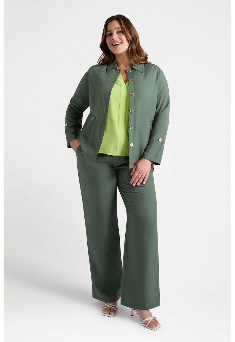 Bluza din lyocell cu paiete - Verde aquamarin