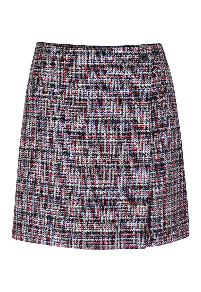 Fusta-pantalon cu aspect de tweed si design petrecut - Gri