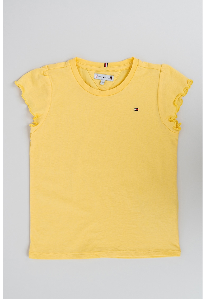 Tricou cu maneci cu volane - Galben pai