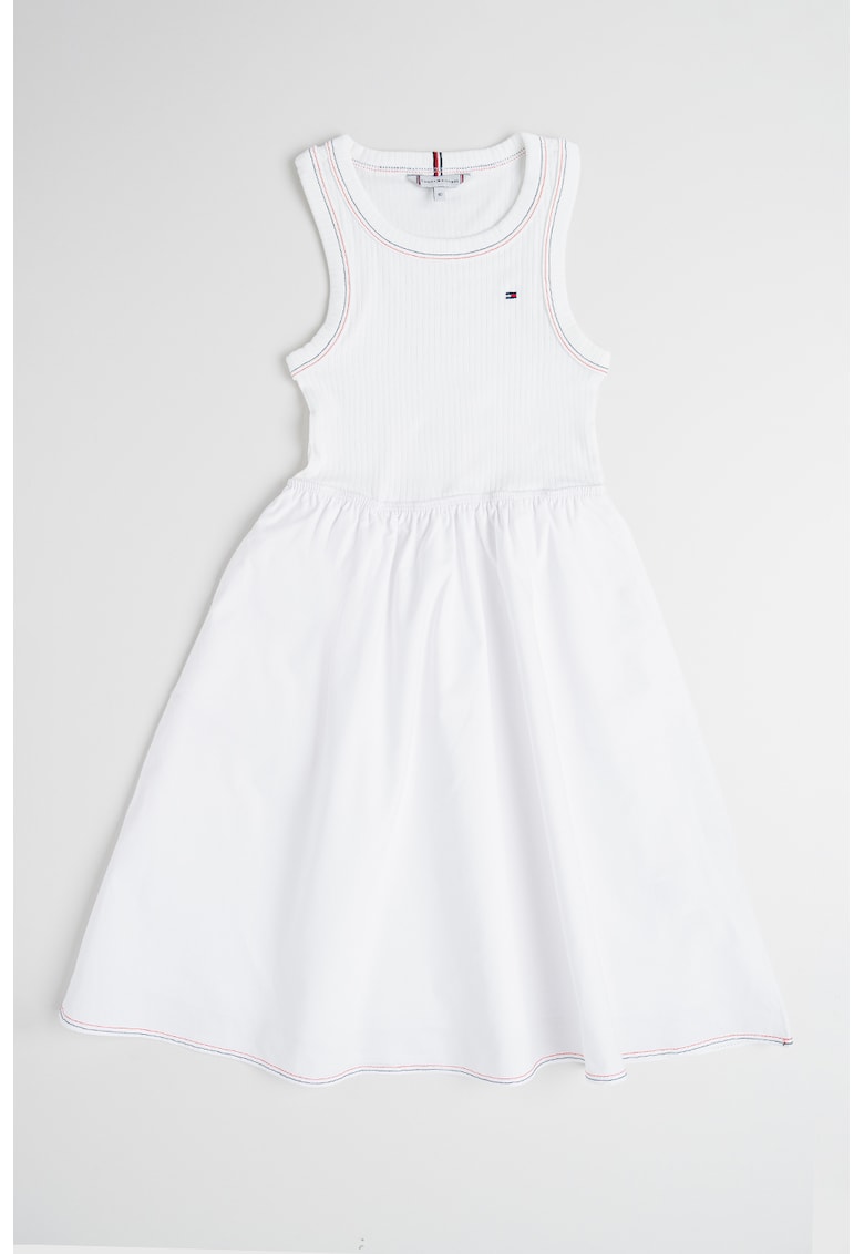 Rochie midi cu croiala in A si logo discret