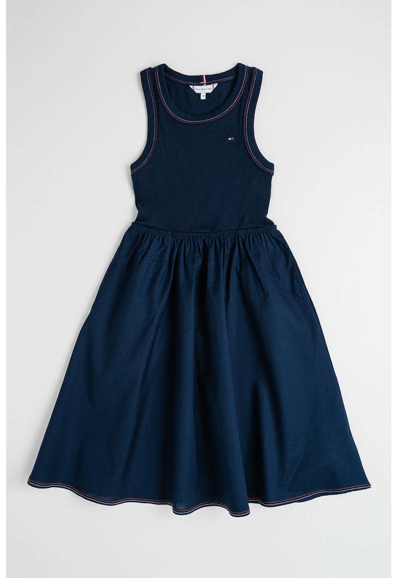 Rochie midi cu croiala in A si logo discret