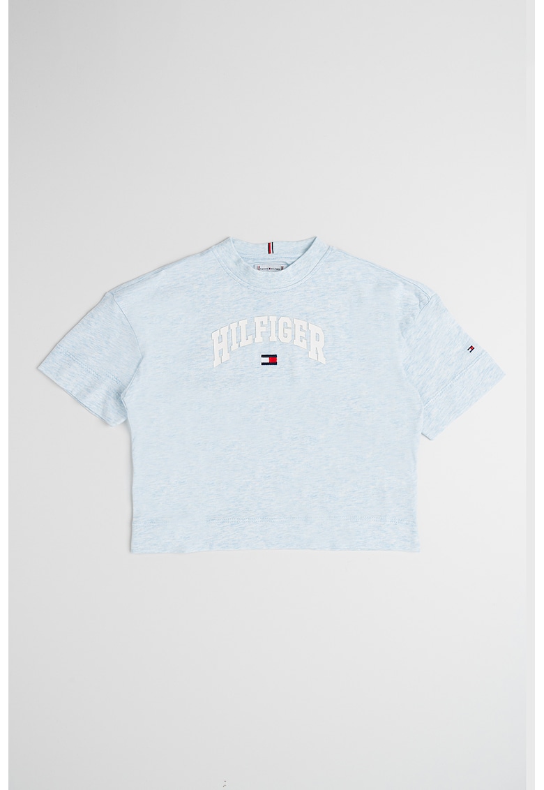 Tricou cu imprimeu logo - Albastru deschis melange