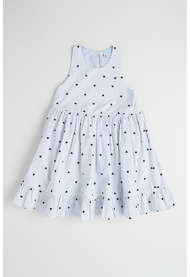 Rochie midi evazata - Alb/Albastru ultramarin/Albastru deschis