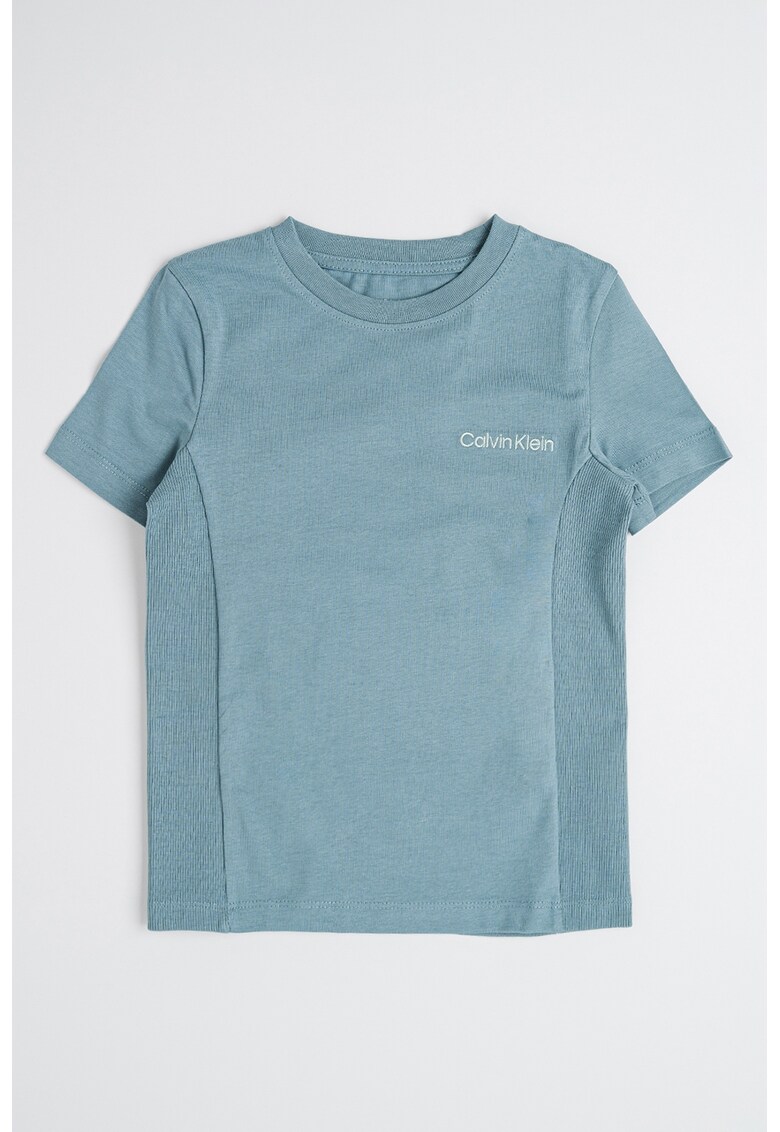 Tricou de bumbac cu logo - Albastru prafuit