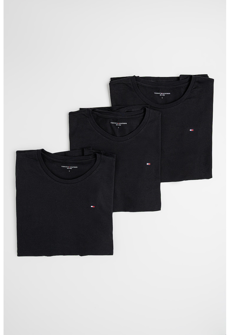 Set de tricouri din bumbac cu model uni - 3 piese