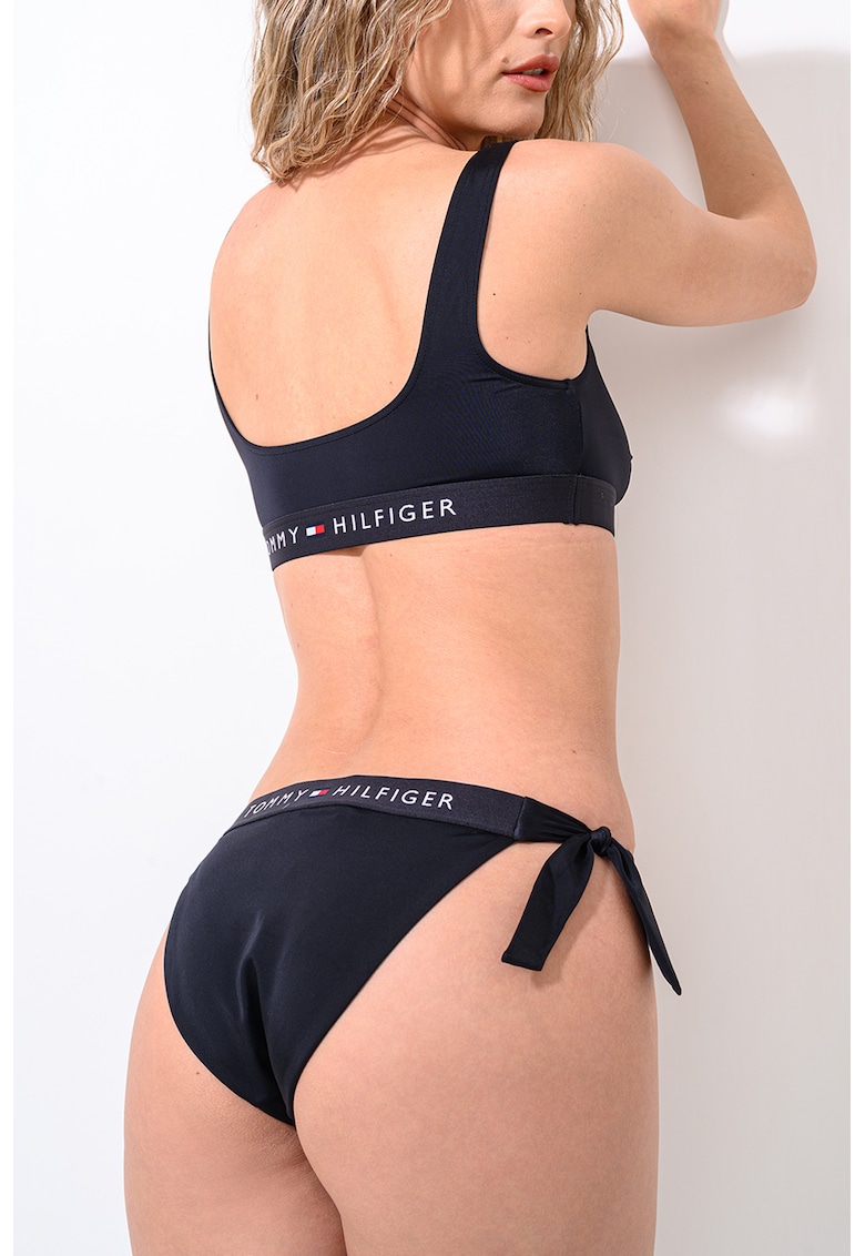 Slip brazilian cu snururi laterale - Negru stins