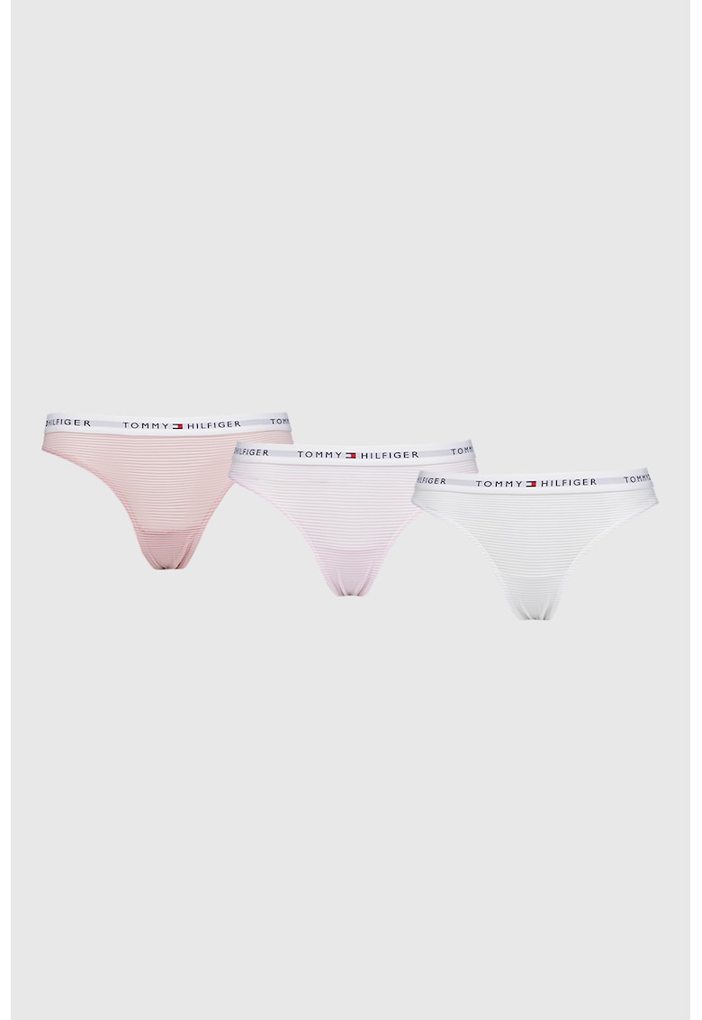 Set de chiloti tanga cu logo - 3 perechi Set de chiloti tanga cu logo - 3 perechi