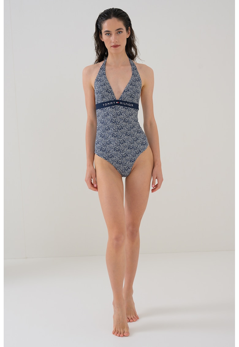 Costum de baie intreg cu banda logo si model