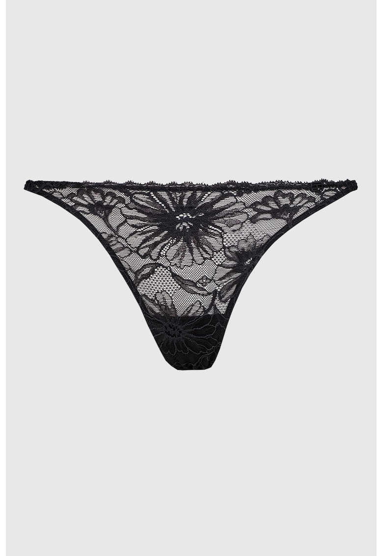 Chiloti tanga din dantela si model floral