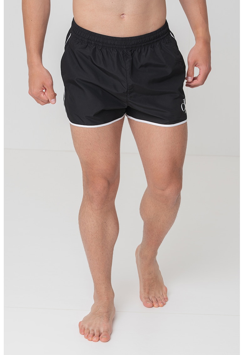 Pantaloni scurti de baie cu talie elastica si buzunare