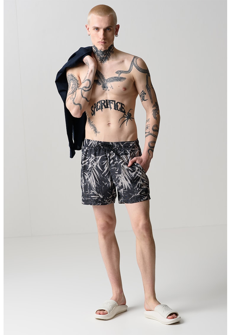 Pantaloni scurti de baie cu imprimeu tropical