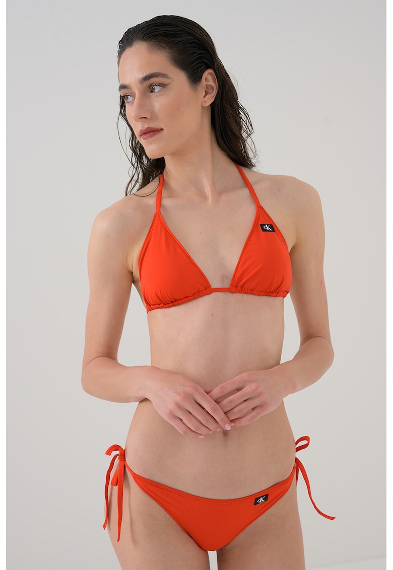 Sutien de baie cu cupe triunghiulare si logo