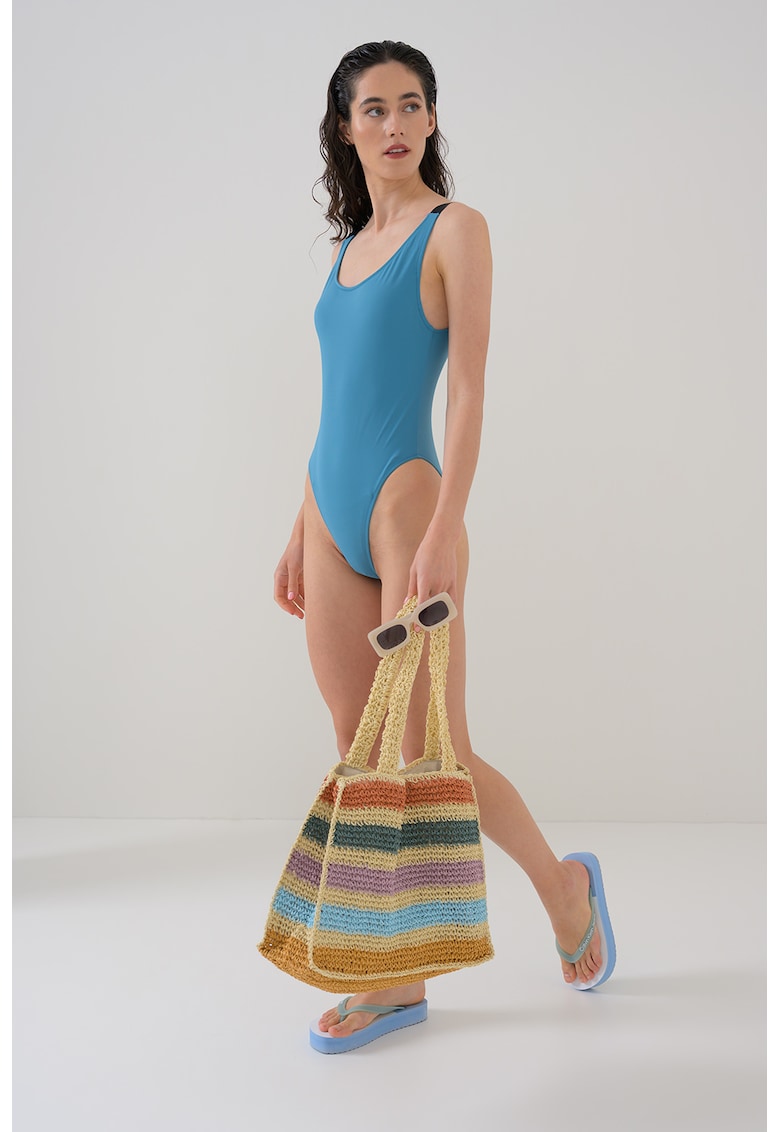 Costum de baie intreg cu bretele cu logo Costum de baie intreg cu bretele cu logo