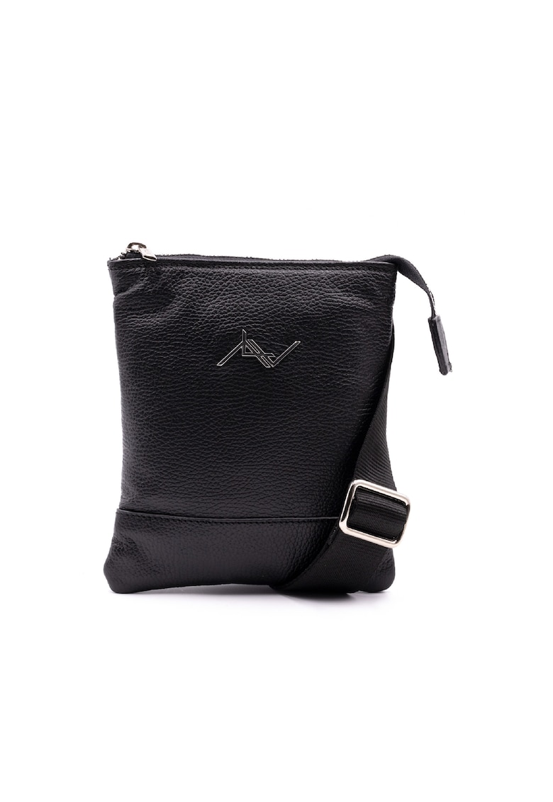 Geanta crossbody de piele - Negru