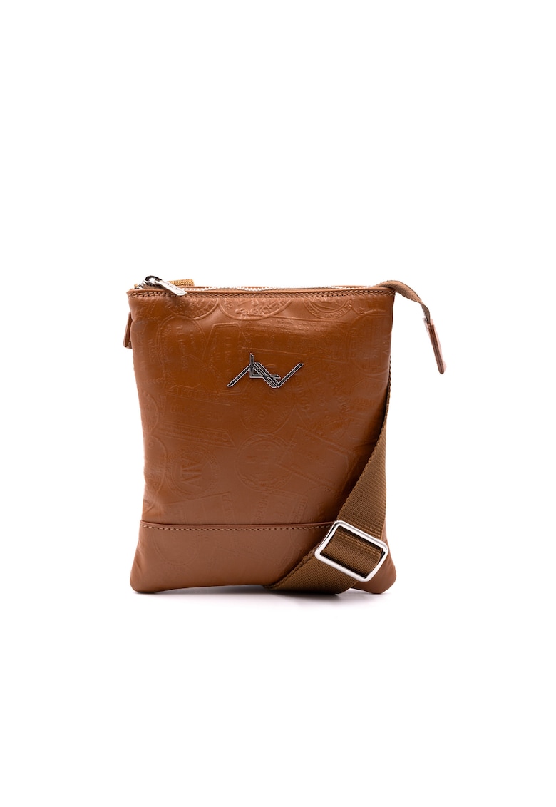 Geanta crossbody de piele cu bareta ajustabila - Maro