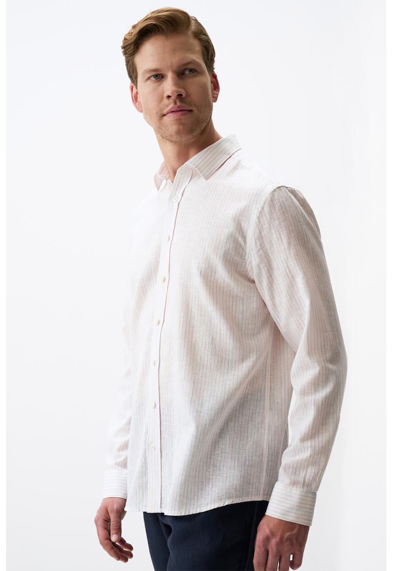 Camasa din amestec de in cu dungi