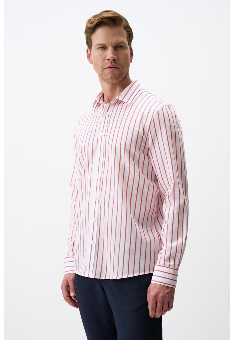 Camasa din amestec de in cu dungi