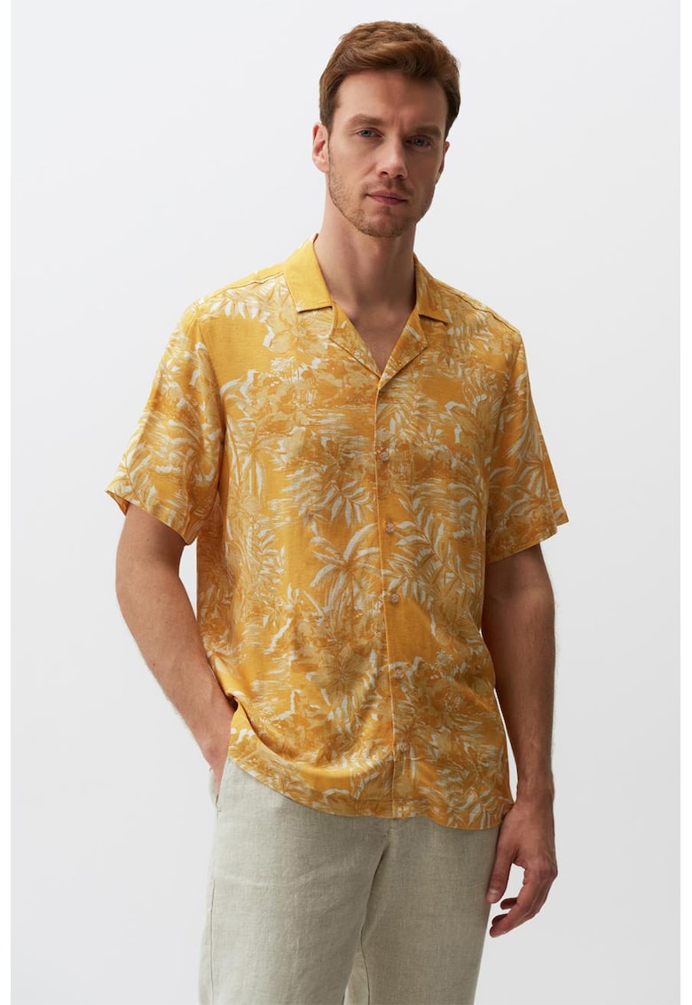 Camasa din amestec de in cu imprimeu tropical