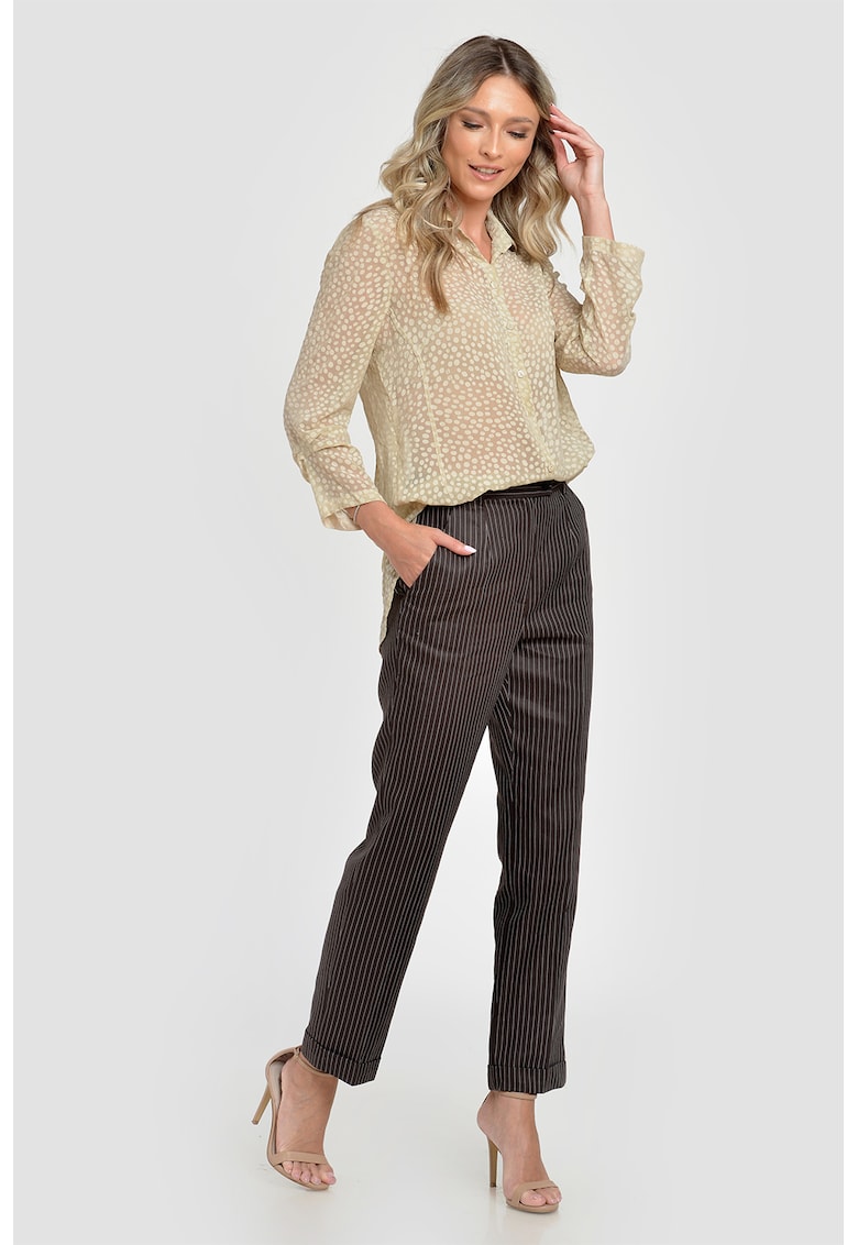 Pantaloni crop eleganti de in Massi - Maro inchis