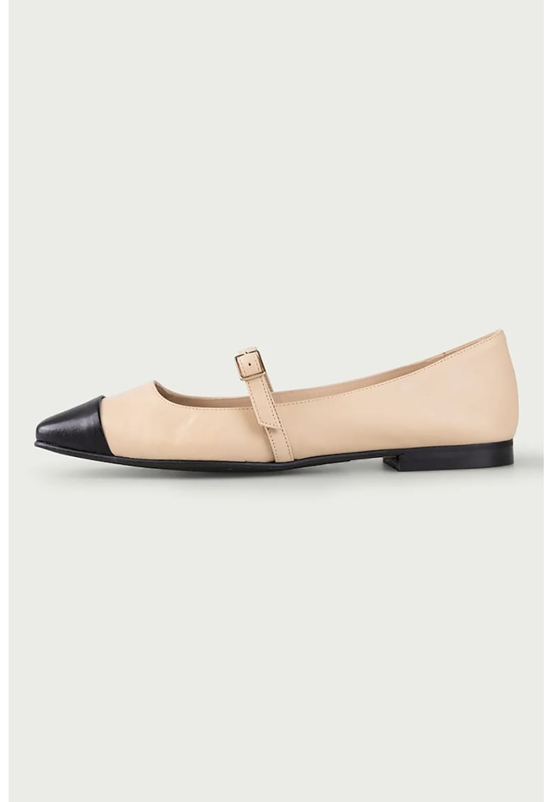 Balerini din piele cu aplicatie cap-toe