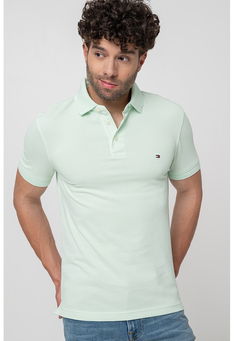 Tricou polo slim fit din amestec de bumbac organic