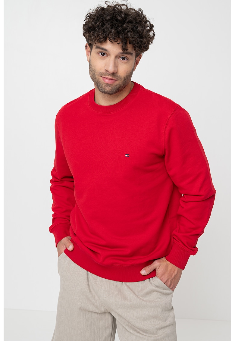 Bluza de trening din bumbac organic cu logo - Rosu inchis