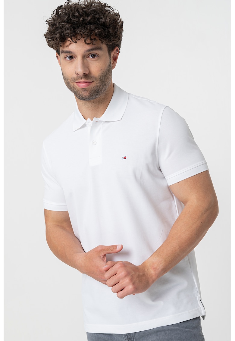 Tricou polo regular fit - Alb optic