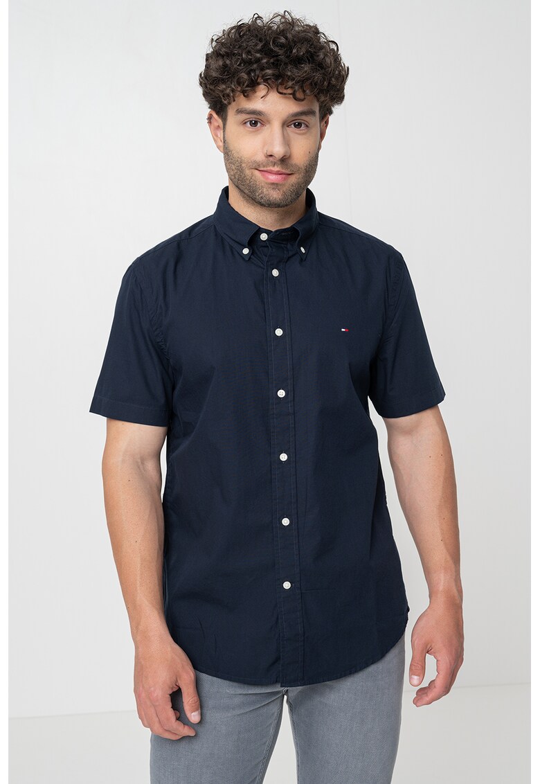 Camasa de poplin cu maneci scurte - Albastru ultramarin