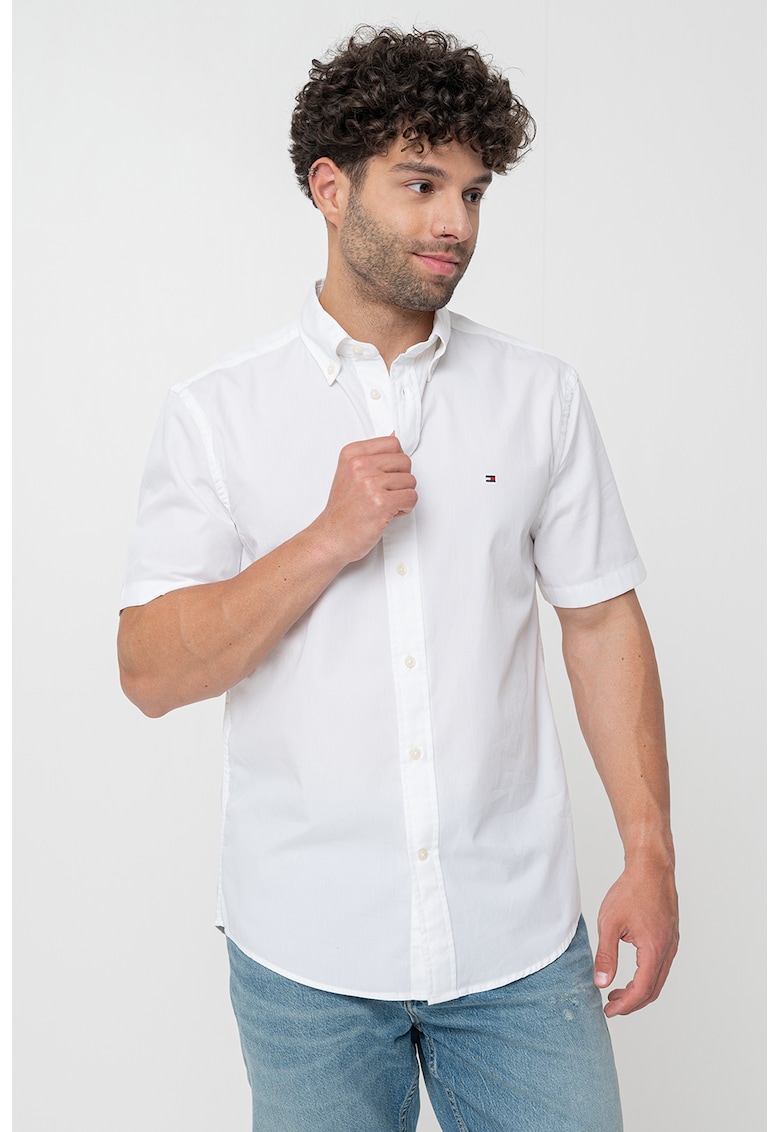 Camasa de poplin cu maneci scurte - Alb optic